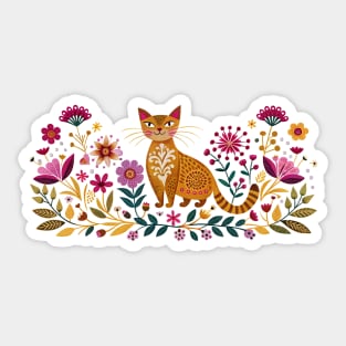 Boho Cat and flowers Sticker